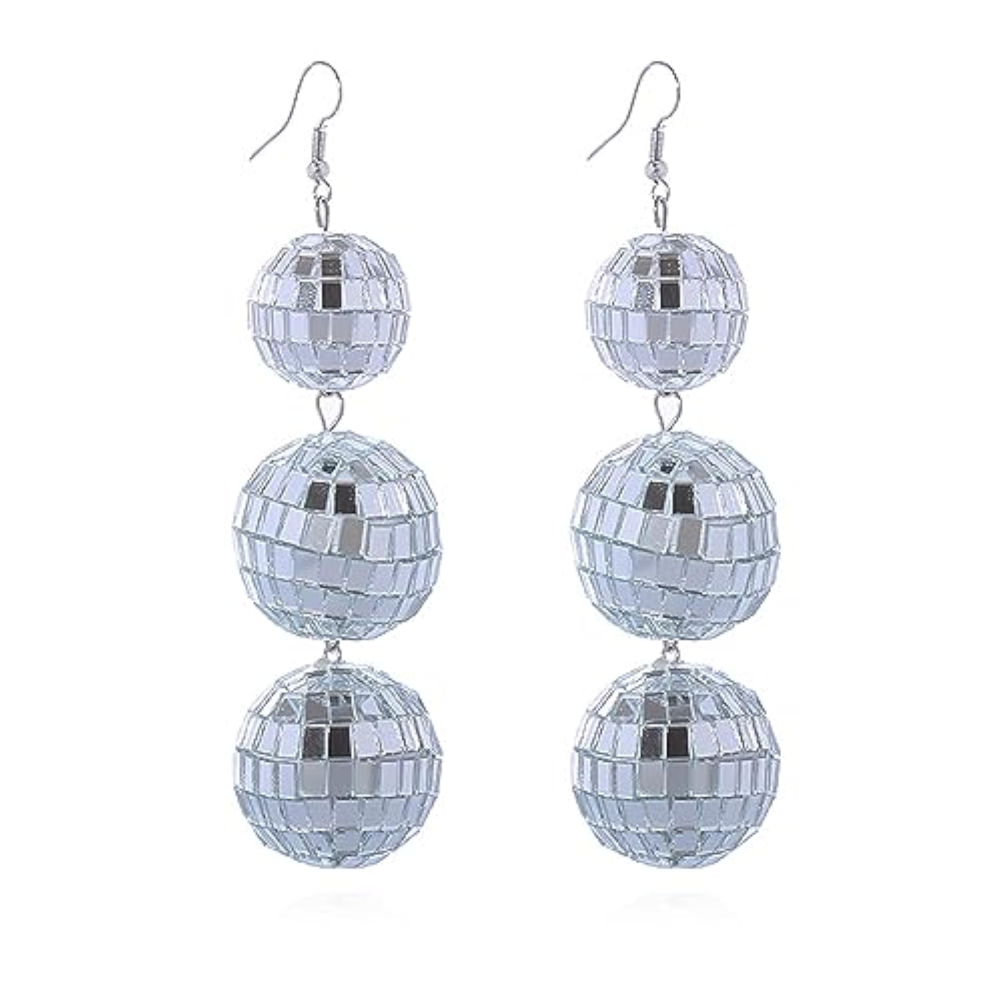 60s 70s Mirror Disco Ball Dangle Earrings for Women
